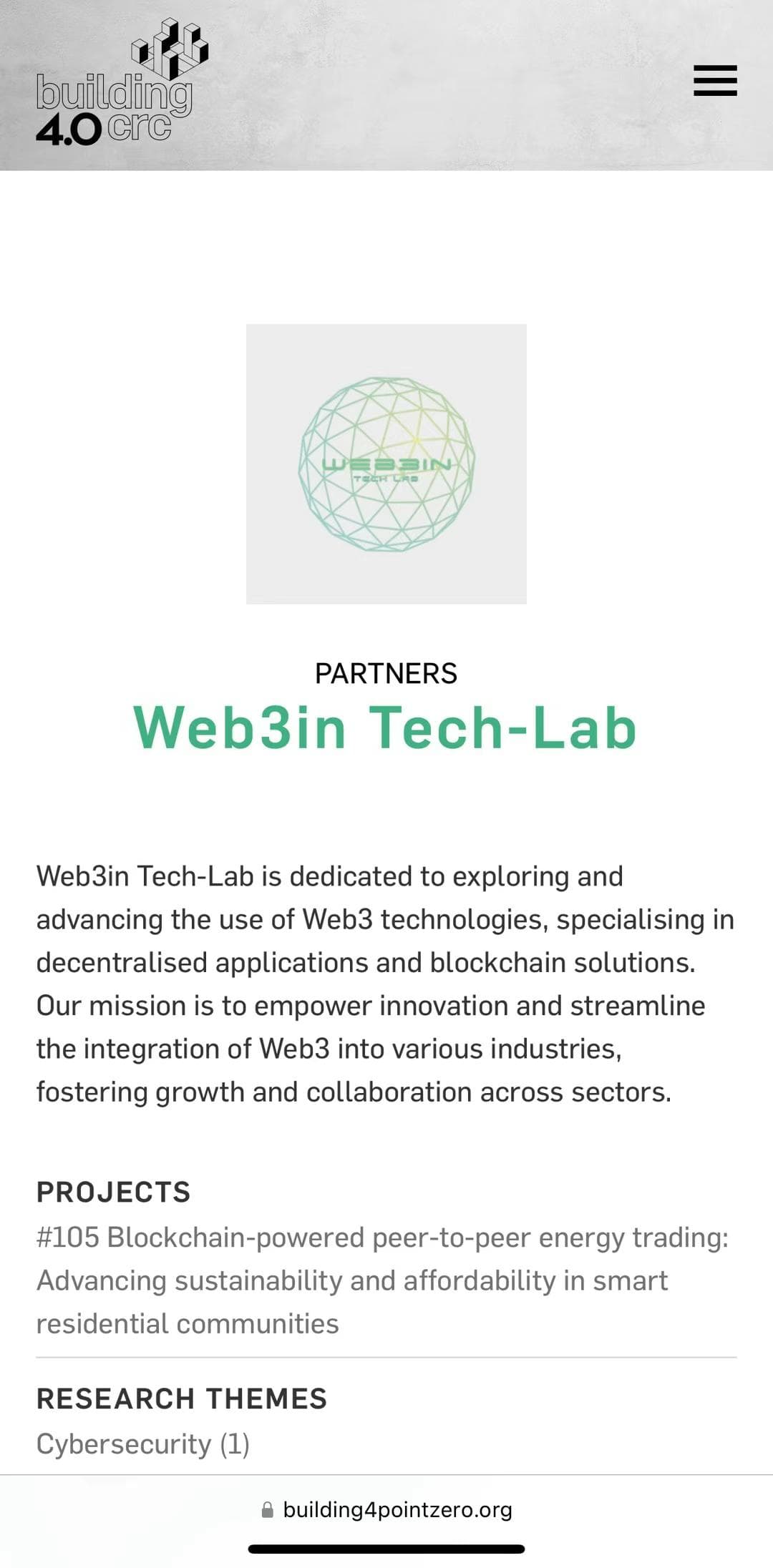 Web3in Tech Lab milestone: Joined Building 4.0 Cooperative Research Centre